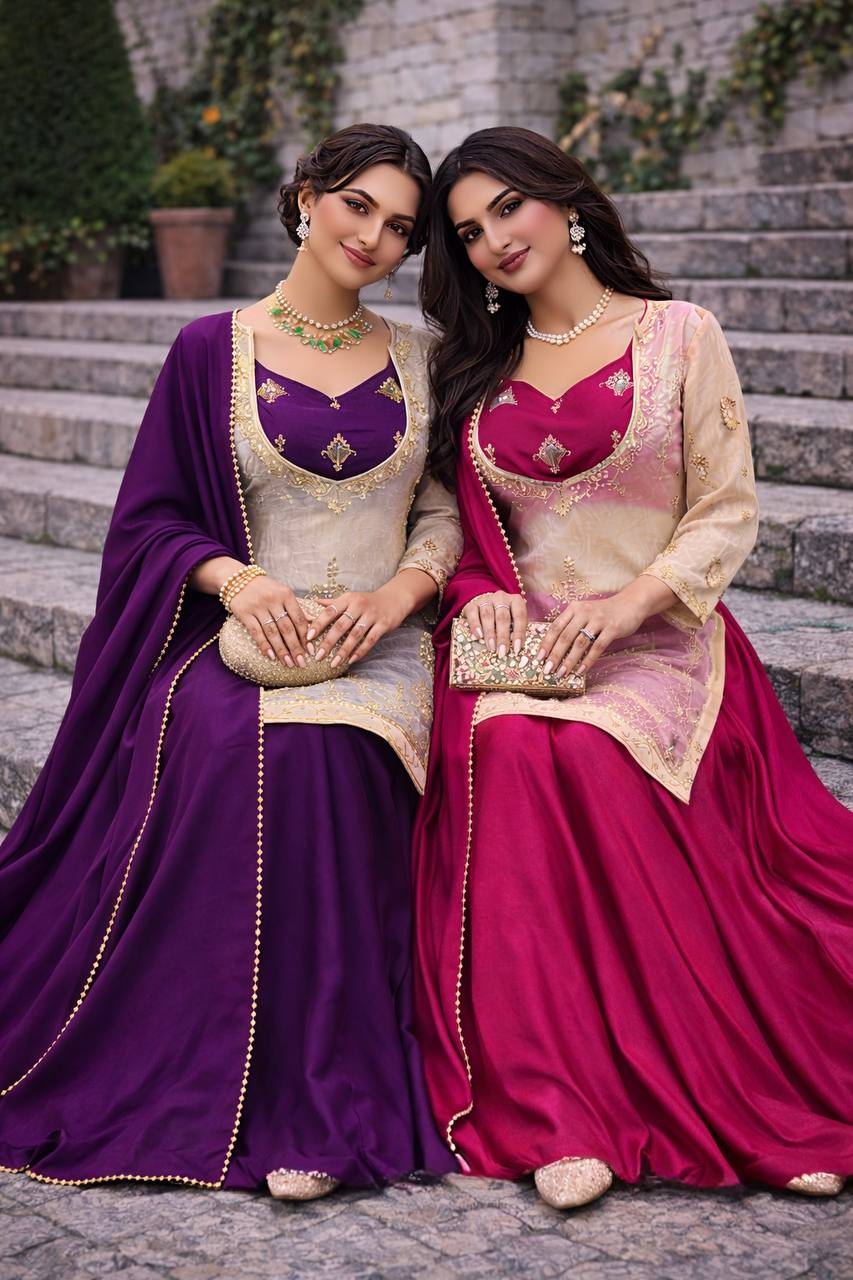 Aadhya Embroidery Silk Sharara Set