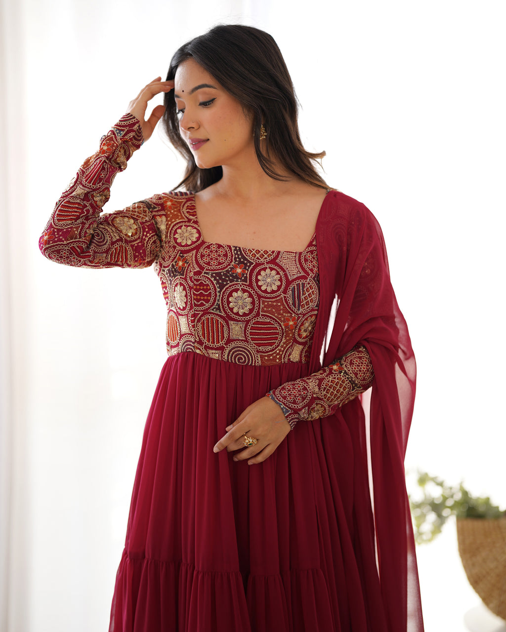 Red Georgette Cherry Kurta Set