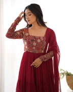 Red Georgette Cherry Kurta Set