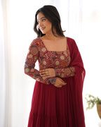 Red Georgette Cherry Kurta Set