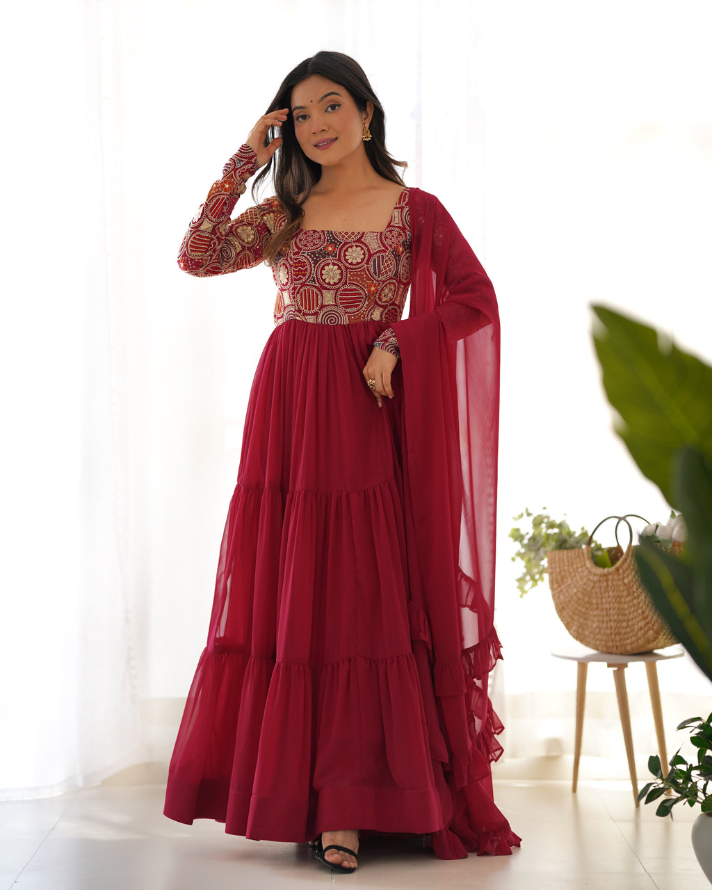 Red Georgette Cherry Kurta Set