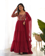 Red Georgette Cherry Kurta Set