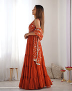 Sanaya Georgette Kurta Set (Rust)