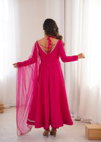 Pink Romansilk Chanderi Kurta Set