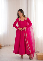 Pink Romansilk Chanderi Kurta Set