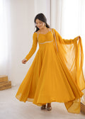 Nithya Georgette Kurta Set (Yellow)