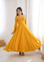 Nithya Georgette Kurta Set (Yellow)