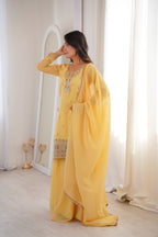 Yellow Embroidery Sharara Set