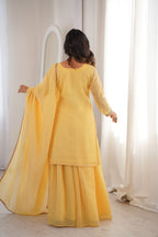 Yellow Embroidery Sharara Set