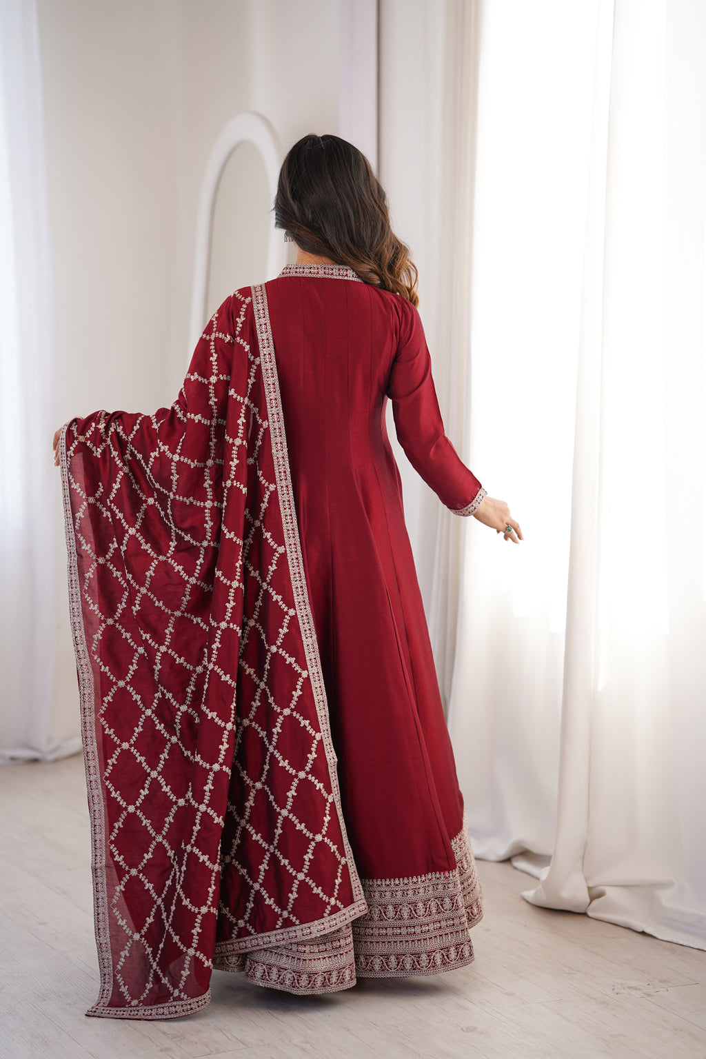 Marroon Vichitra Silk Kurta Set