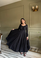 Black Fox Georgette Lukhnowi Sequence Work Kurta Set