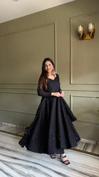 Black Fox Georgette Lukhnowi Sequence Work Kurta Set