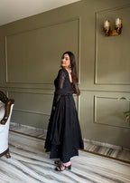 Black Fox Georgette Lukhnowi Sequence Work Kurta Set