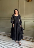 Black Fox Georgette Lukhnowi Sequence Work Kurta Set