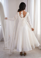 White Romansilk Chanderi Kurta Set