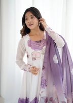 Purple Organza Sunflower Kurta Set