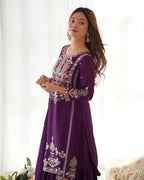 Violent Chinnon Silk Embroidery Sharara Set