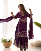 Violent Chinnon Silk Embroidery Sharara Set