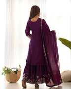 Violent Chinnon Silk Embroidery Sharara Set