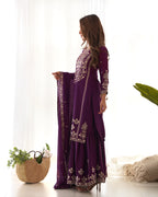 Violent Chinnon Silk Embroidery Sharara Set