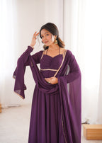 Nithya Georgette Kurta Set (WINE)