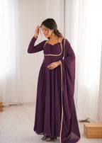 Nithya Georgette Kurta Set (WINE)
