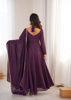 Nithya Georgette Kurta Set (WINE)