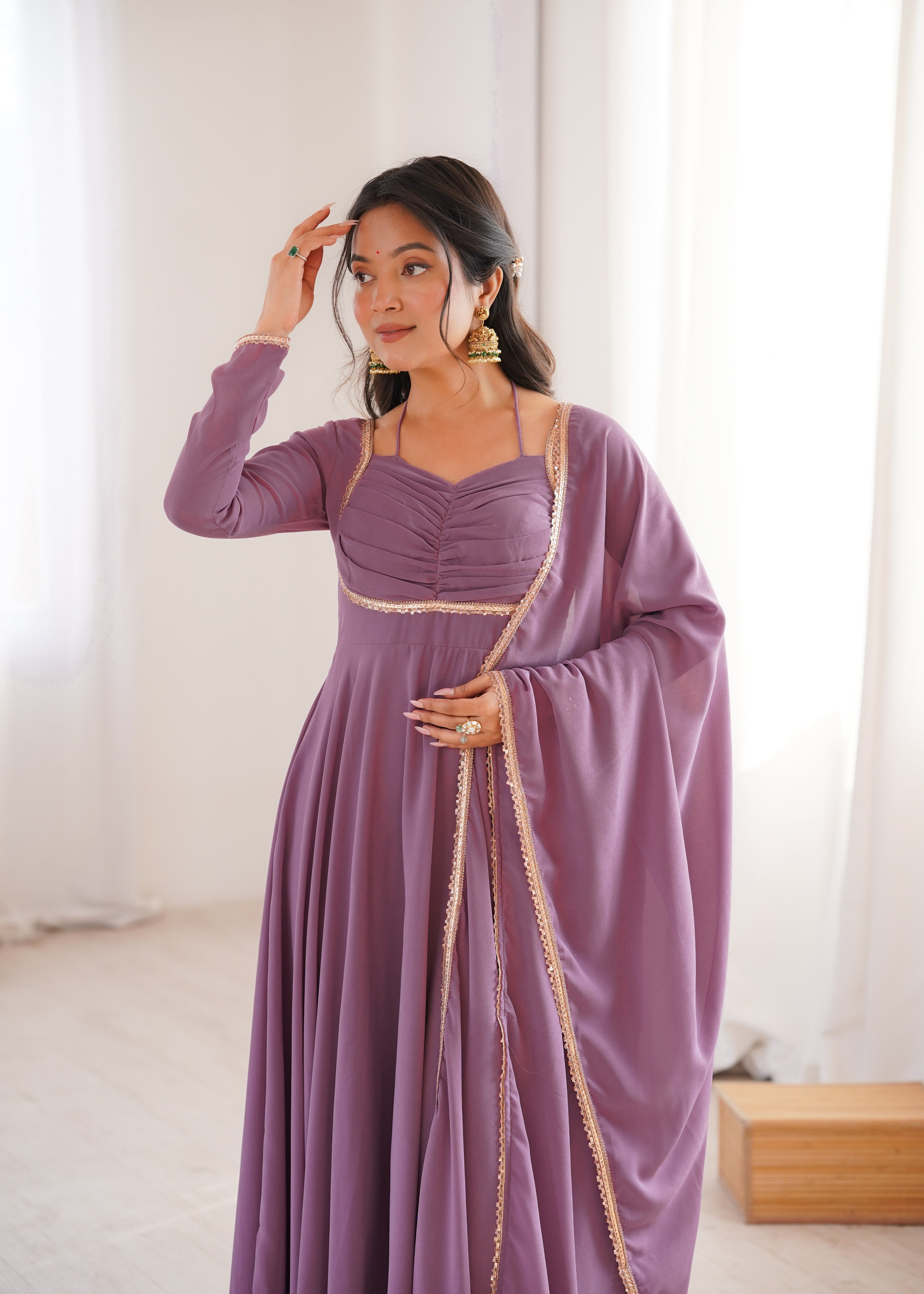 Nithya Georgette Kurta Set(Lavender)