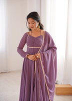 Nithya Georgette Kurta Set(Lavender)