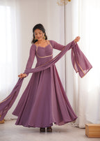 Nithya Georgette Kurta Set(Lavender)
