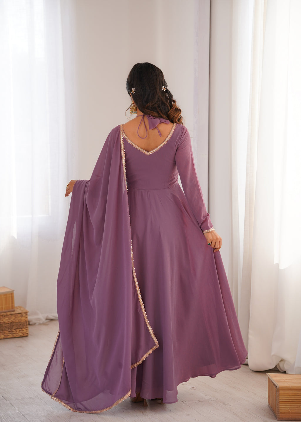 Nithya Georgette Kurta Set(Lavender)