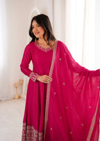Pink Vichitra Silk Kurta Set