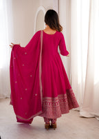 Pink Vichitra Silk Kurta Set