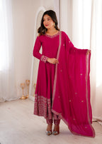 Pink Vichitra Silk Kurta Set