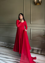 Red Fox Georgette Lukhnowi Sequence Work Kurta Set