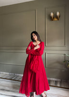 Red Fox Georgette Lukhnowi Sequence Work Kurta Set
