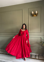Red Fox Georgette Lukhnowi Sequence Work Kurta Set