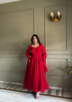 Red Fox Georgette Lukhnowi Sequence Work Kurta Set