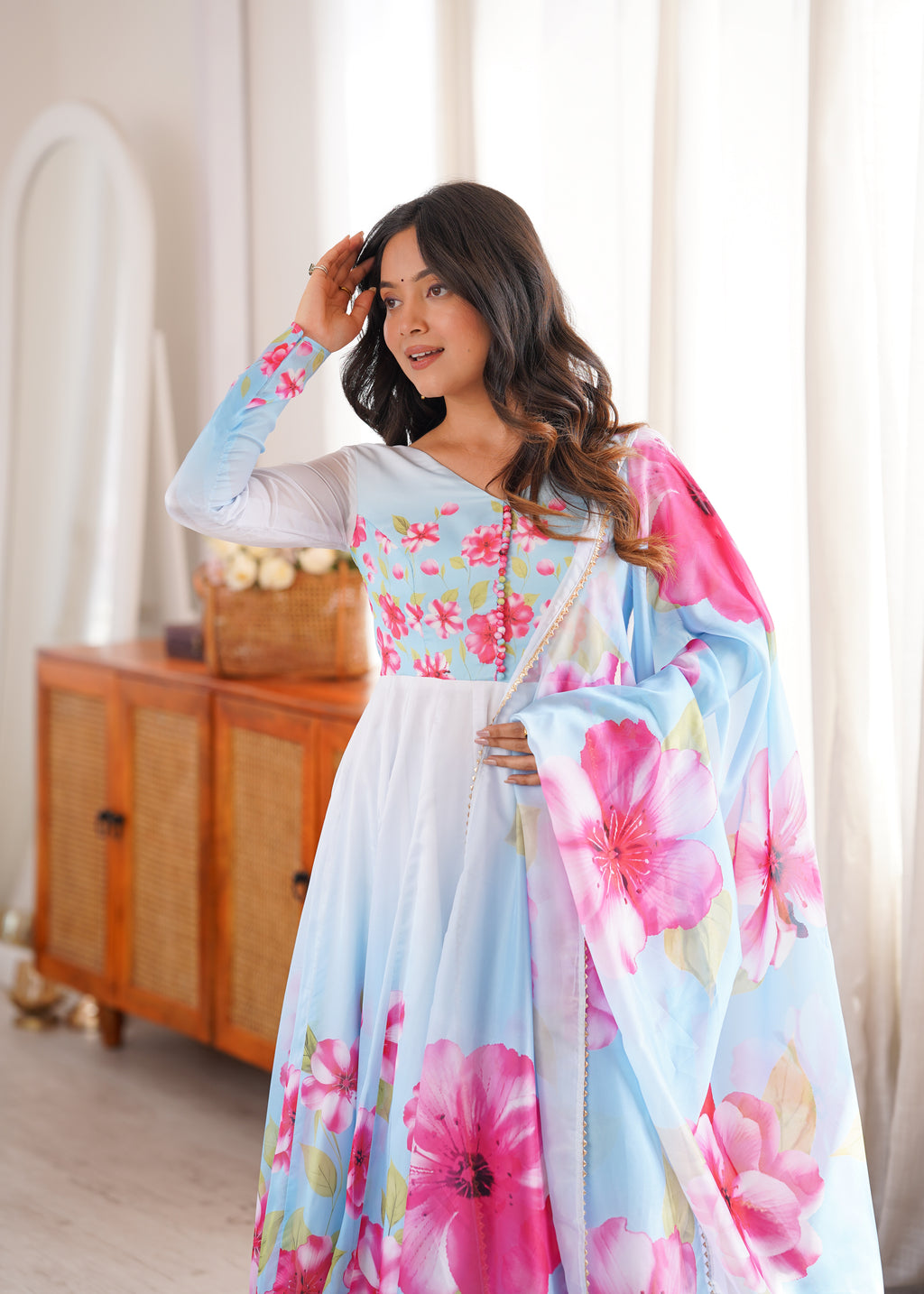 Designer Floral Anarkali Suit Set