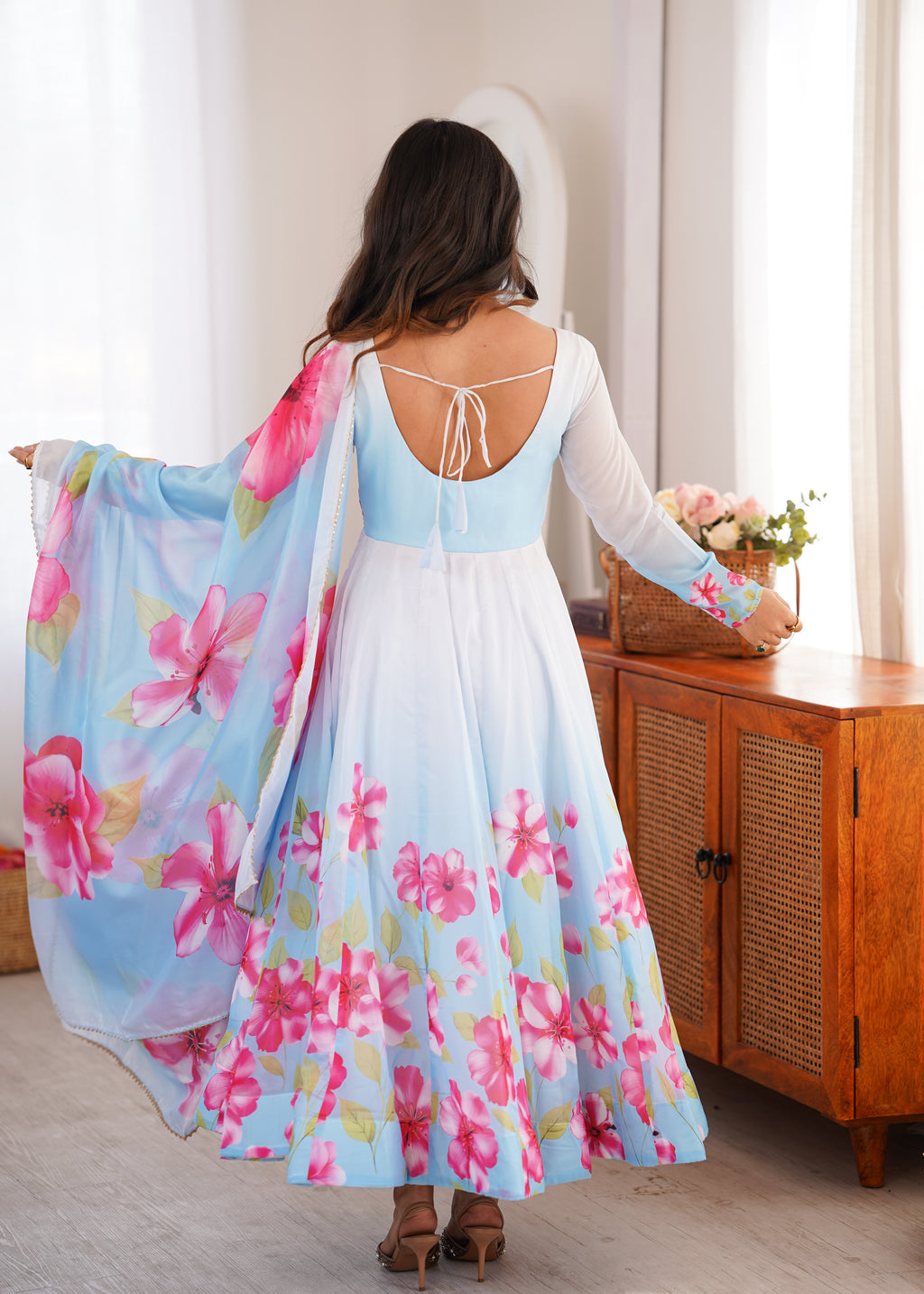 Designer Floral Anarkali Suit Set
