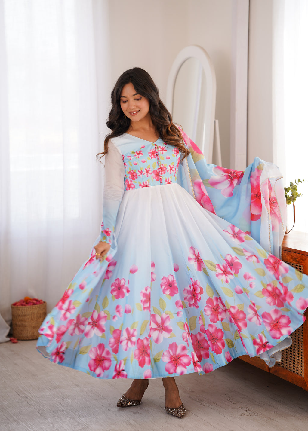 Designer Floral Anarkali Suit Set