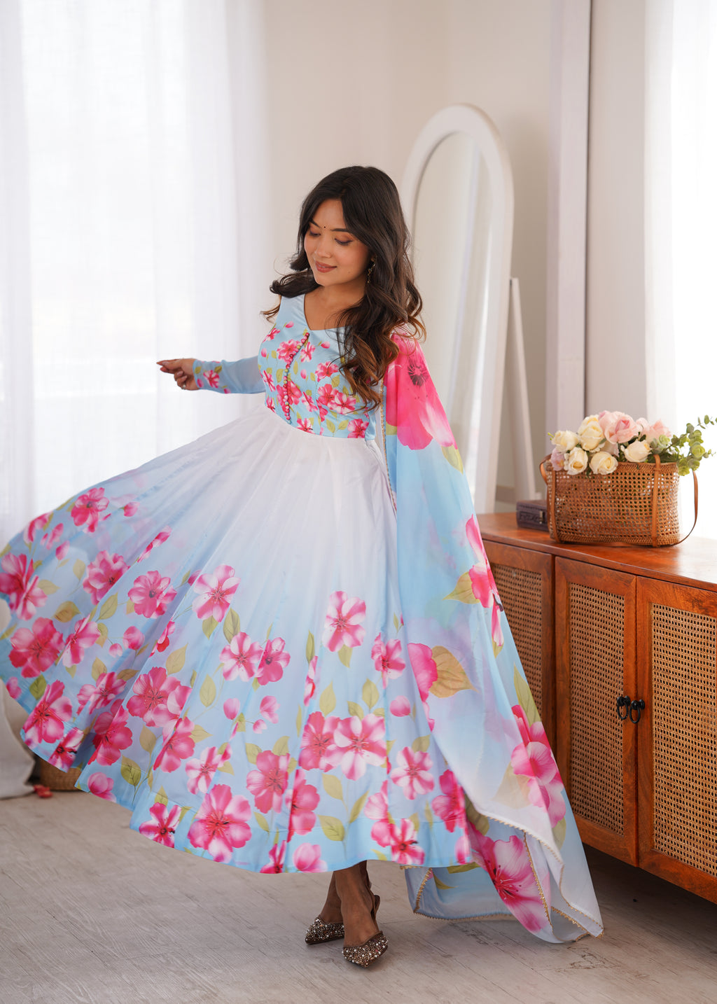 Designer Floral Anarkali Suit Set