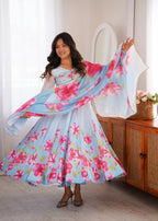 Designer Floral Anarkali Suit Set