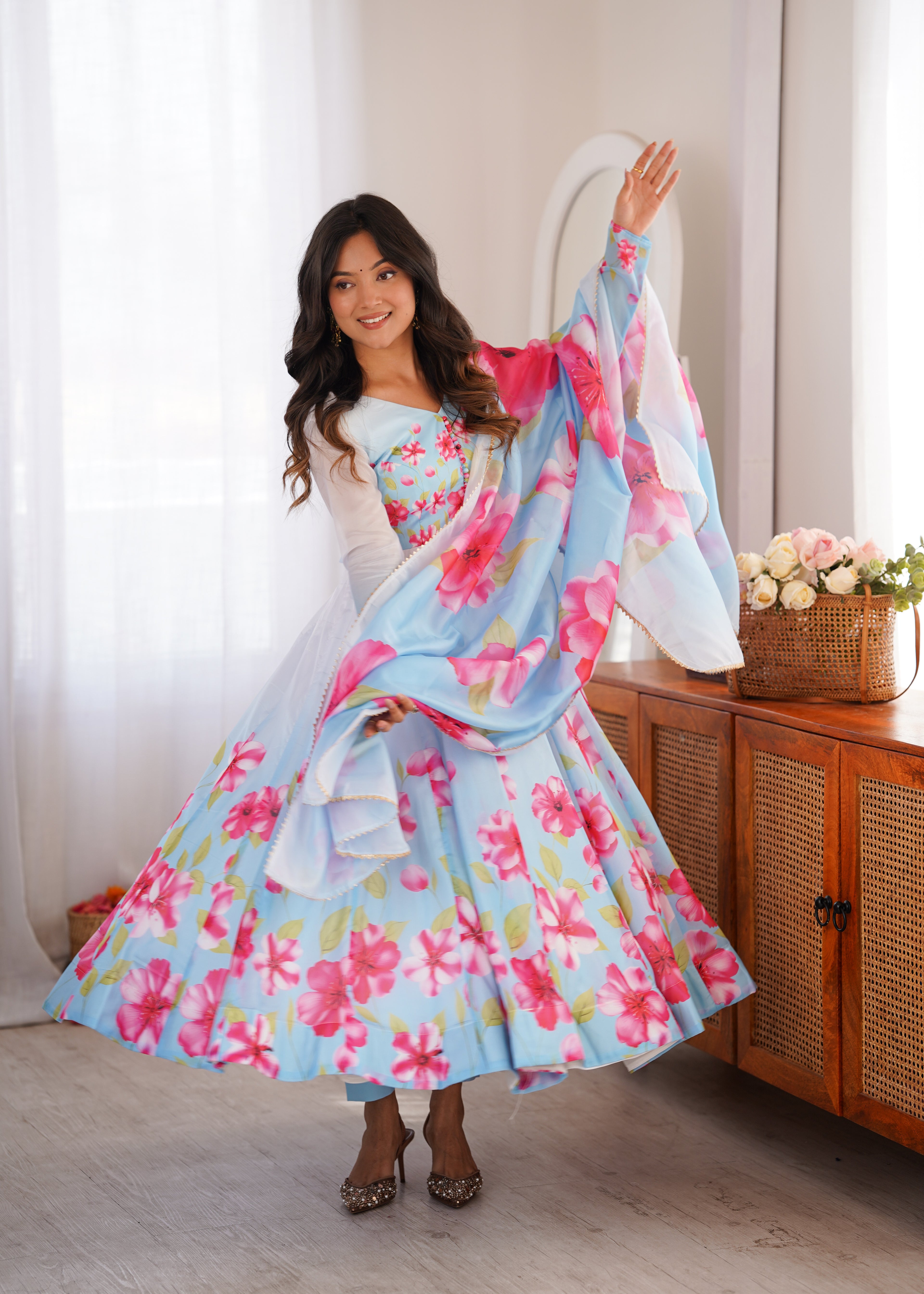 Designer Floral Anarkali Suit Set