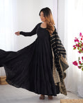 Black Chanderi Silk Kurta Set
