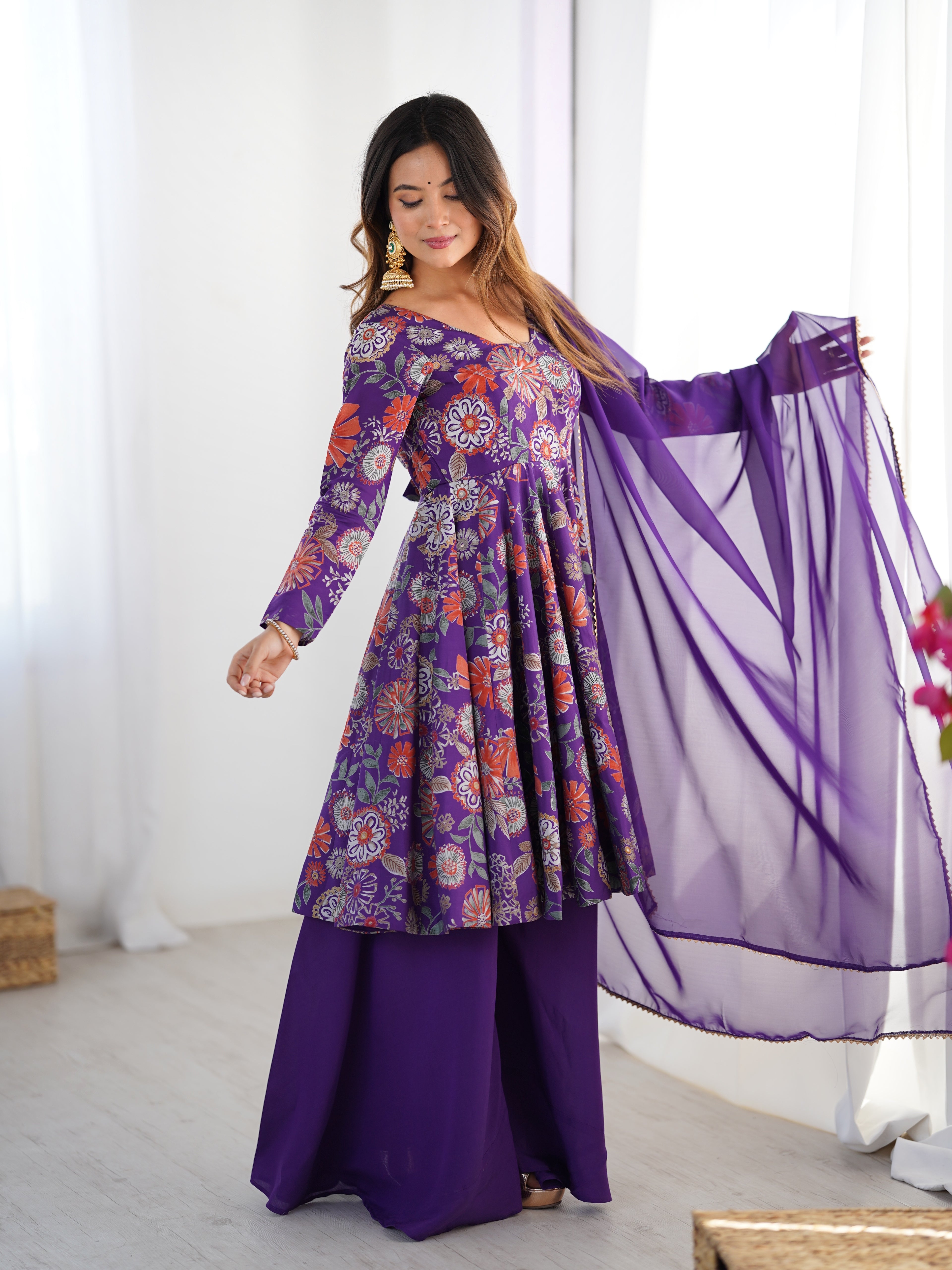 Purple romansilk chanderi Sharara Set