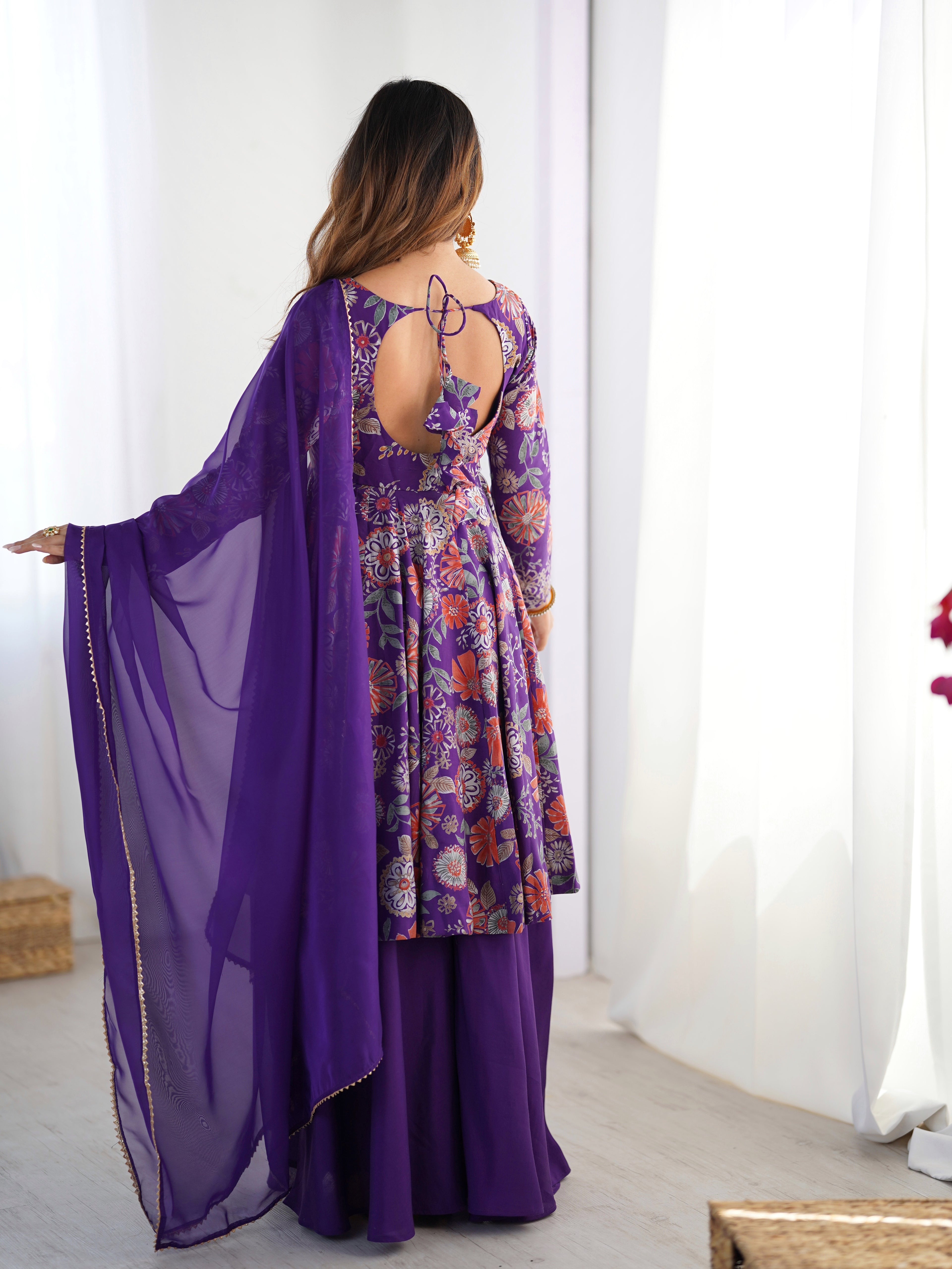 Purple romansilk chanderi Sharara Set