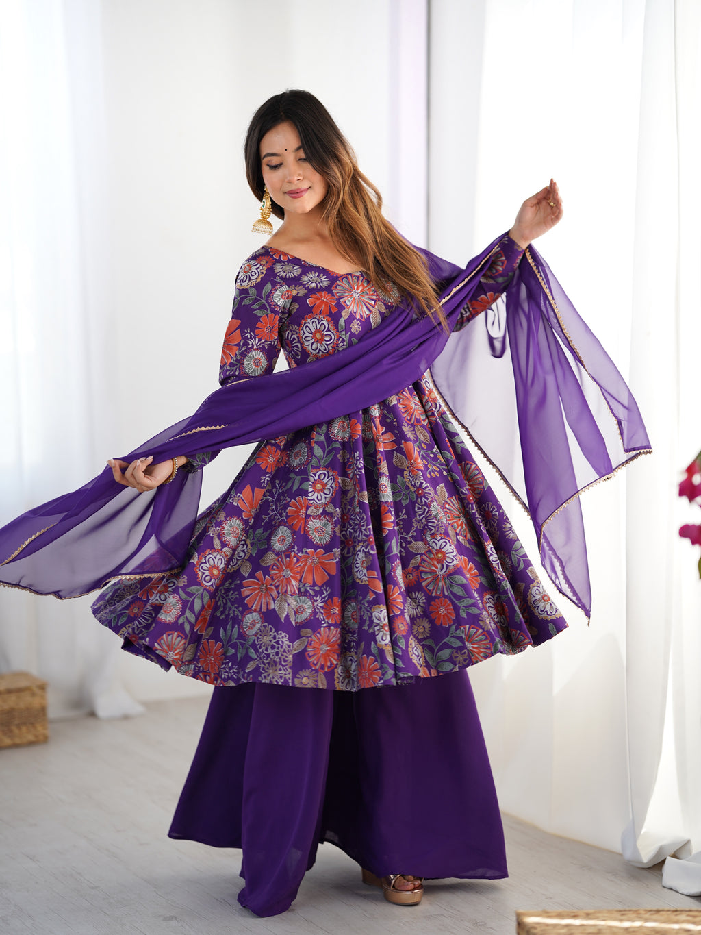 Purple romansilk chanderi Sharara Set