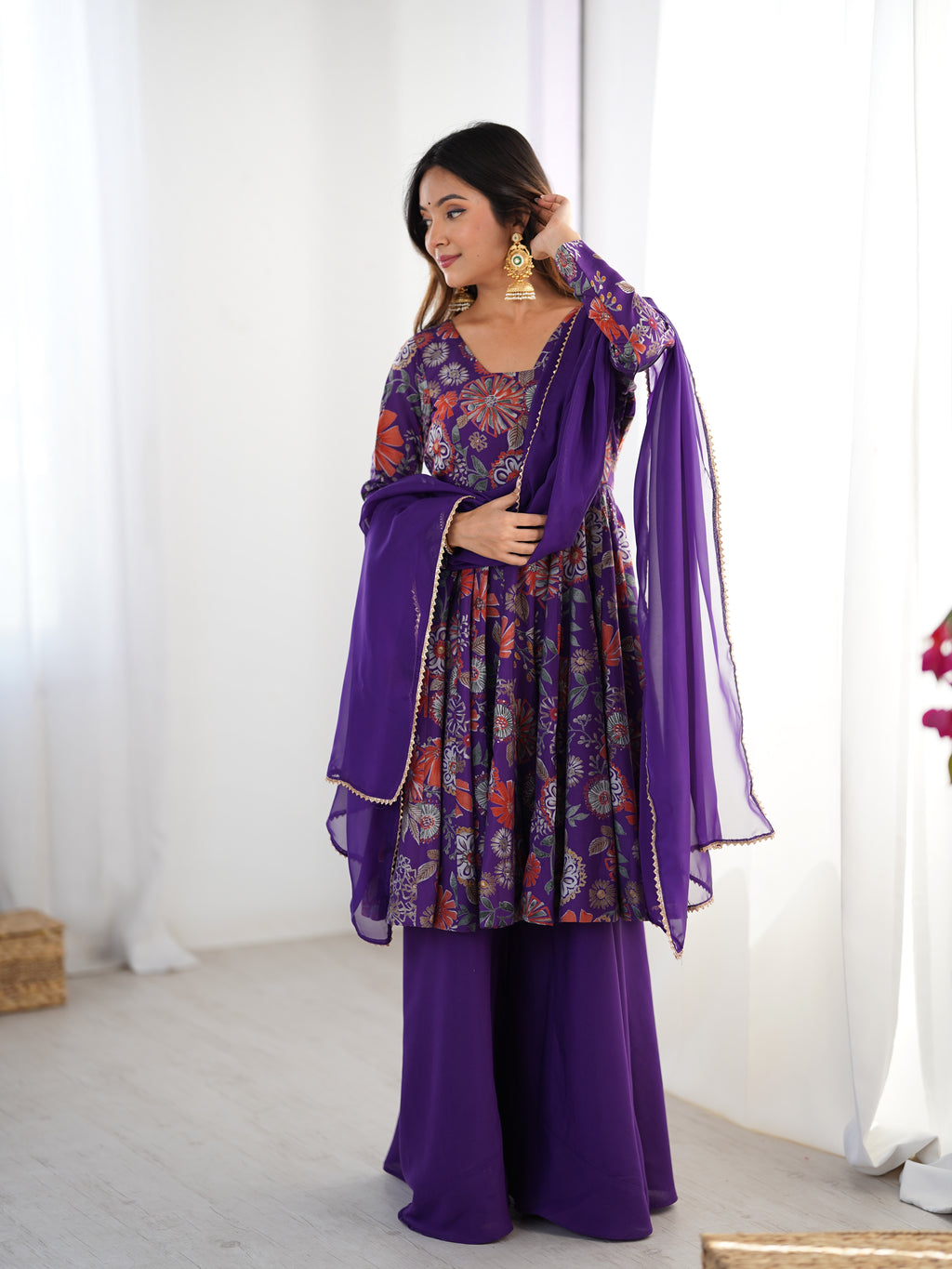 Purple romansilk chanderi Sharara Set
