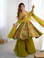 Mahendi romansilk chanderi Sharara Set